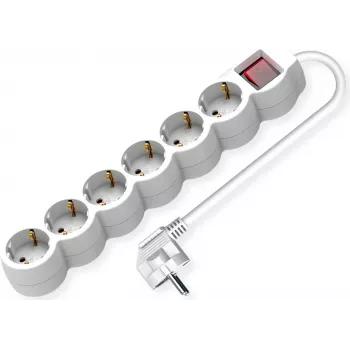 VALUE Power Strip long/Round+Sw. Balts 6x CEE 7/7 1.5m - Strāvas sadalītājs (19.99.0955)
