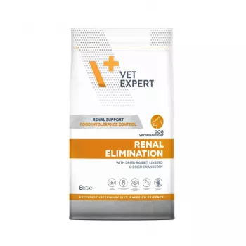 Sausā suņu barība VETEXPERT Veterinary Diet Renal Elimination — pieaugušiem suņiem, truša garša, 8 kg, proteīns 15,8%, tauki 19,5%