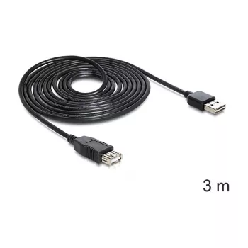 USB kabelis DeLOCK EASY-USB 2.0-A 3m Melns