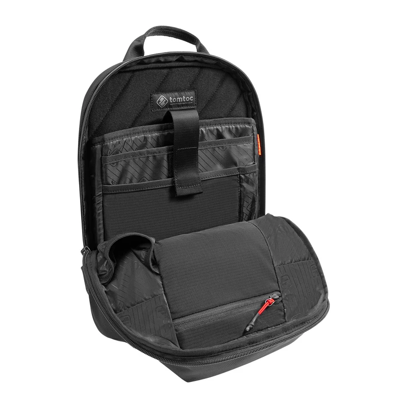 Crossbody soma Tomtoc Navigator-T24 S — melna, kompakta ikdienas nēsāšanai
