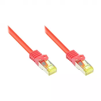 RJ45 komutācijas kabelis ar Cat.7 neapstrādātu kabeli un fiksatora aizsardzību (RNS®), S/FTP, PiMF, bez halogēna, 600 MHz, OFC, sarkans, 0,5 m, Good Connections® (8070R-005R)