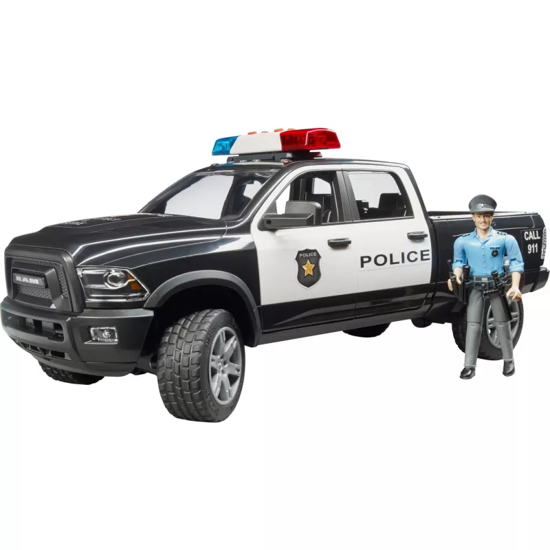 Rotaļu policijas pikaps BRUDER RAM 2500 Police 02505 – mēroga modelis, spēļu auto