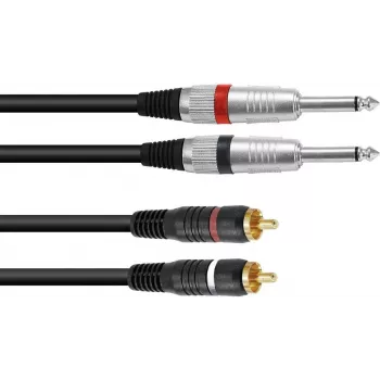 Audio adaptera kabelis Omnitronic 1.0 m — 2×3,5 mm ligzda uz 2×RCA (modelis 30225212)
