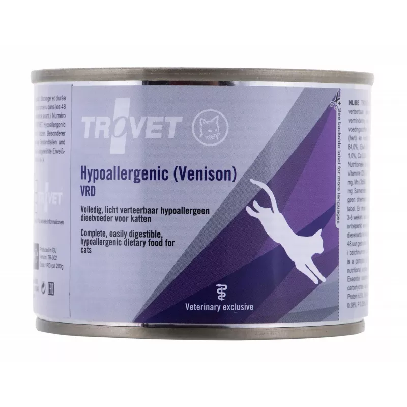 TROVET Hypoallergenic VRD ar brieža gaļu - slapjā kaķu barība - 200g
