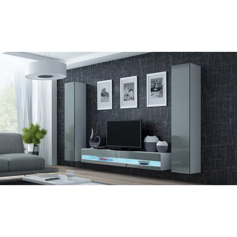 Cama TV statīvs VIGO jauna 30/180/40 balts/pelēks glancēts
