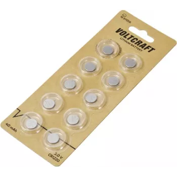 Voltcraft pogu šūna CR 1220 3 V 10 gab. 40 mAh litija VC-12209090 (VC-12209090)