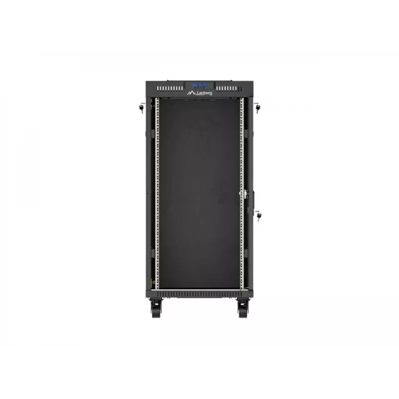 Tīkla statīva skapis LANBERG 19 collu 24U 600x800 mm melns ar stikla durvīm un LCD izgriezumu (plakanais iepakojums) v2