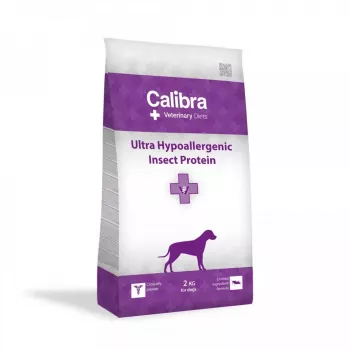 Sausā suņu barība Calibra Veterinary Diets Ultra Hypoallergenic Insect 2 kg — viena kukaiņu proteīna avots, 23% olbaltumvielu, 14% tauku