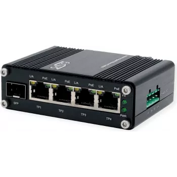 Ethernet PoE+ slēdzis Exsys EX-62020POE-SFP — 4x 10/100/1000Tx, 1x 100/1000Fx SFP