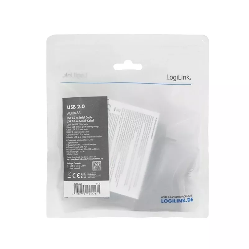 LogiLink AU0048A Seriālais kabelis Melns 1.5 m USB A DB-9