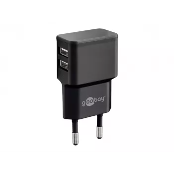 Wentronic goobay Dual USB lādētājs - Barošanas bloks - 12 W - 2,4 A - 2 izejas porti (USB) - Melns (44951)