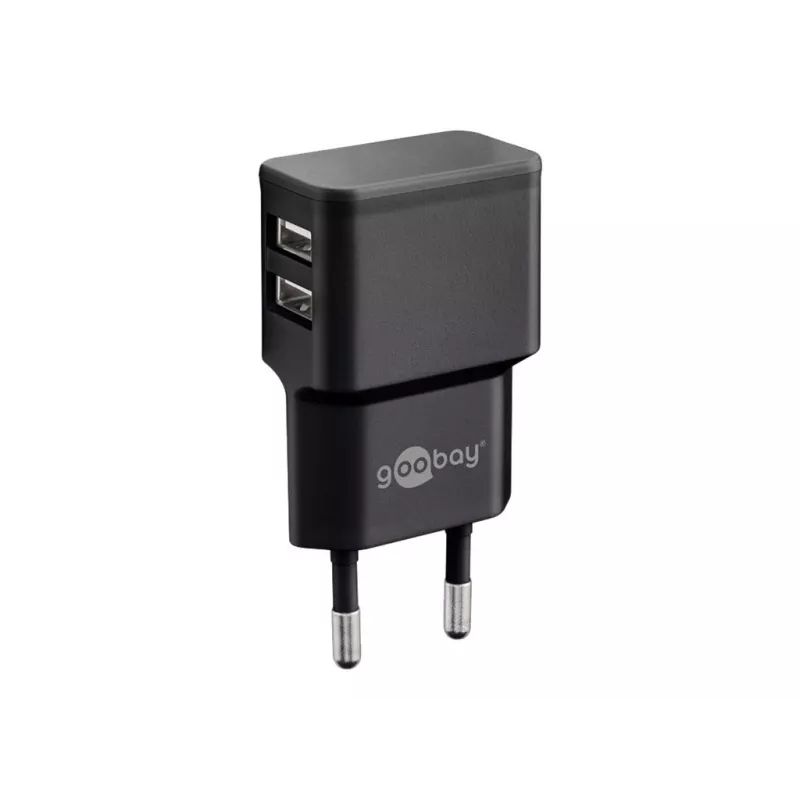 Wentronic goobay Dual USB lādētājs - Barošanas bloks - 12 W - 2,4 A - 2 izejas porti (USB) - Melns (44951)