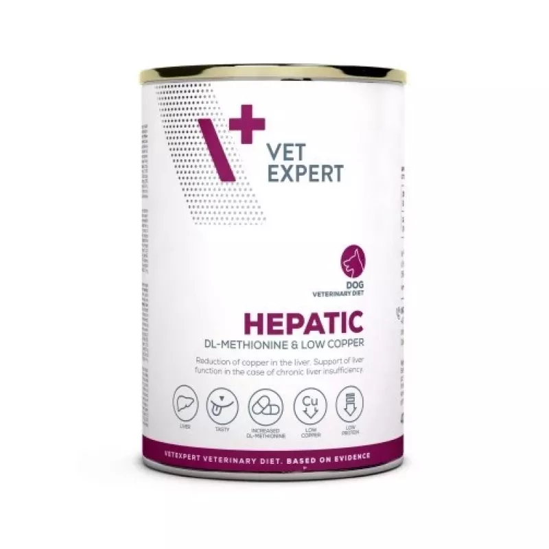 Mitrā suņu barība VETEXPERT Veterinary Diet Hepatic suņiem, 400 g, aknu atbalsts, gaļas garša
