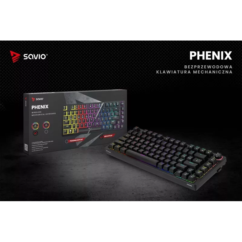 Savio Phenix SAVGK-RED spēļu tastatūra USB RF bezvadu Bluetooth QWERTY
