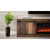 TV skapis Cama Meble GRANERO ar kamīna skapi, 2000×567×350 mm, skaidu plātne/MDF, 2 bīdāmas durvis, matēts vecā koka izskats