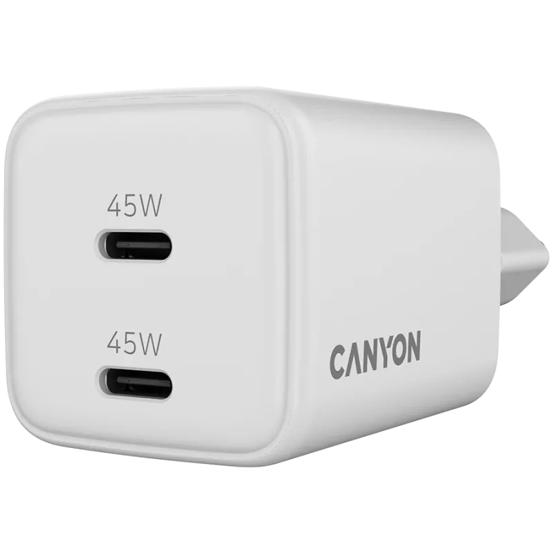 Canyon CU45AC universālais baltais maiņstrāvas ātrās uzlādes iekštelpu lādētājs
