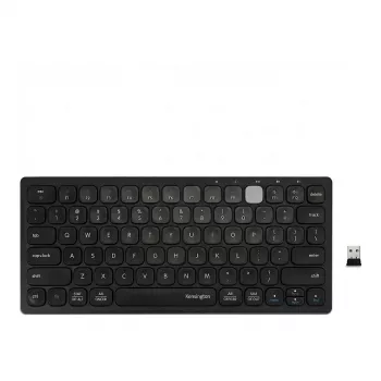 Bezvadu tastatūras un peles komplekts KENSINGTON K75502DE — Divu bezvadu savienojumu, vairāku ierīču, melns, 0,499 kg