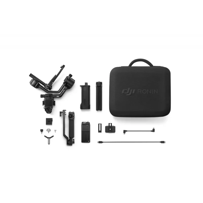 Rokas kameras stabilizators DJI RS 5 combo — alumīnijs, 30 h akumulators, 1,46 kg, melns