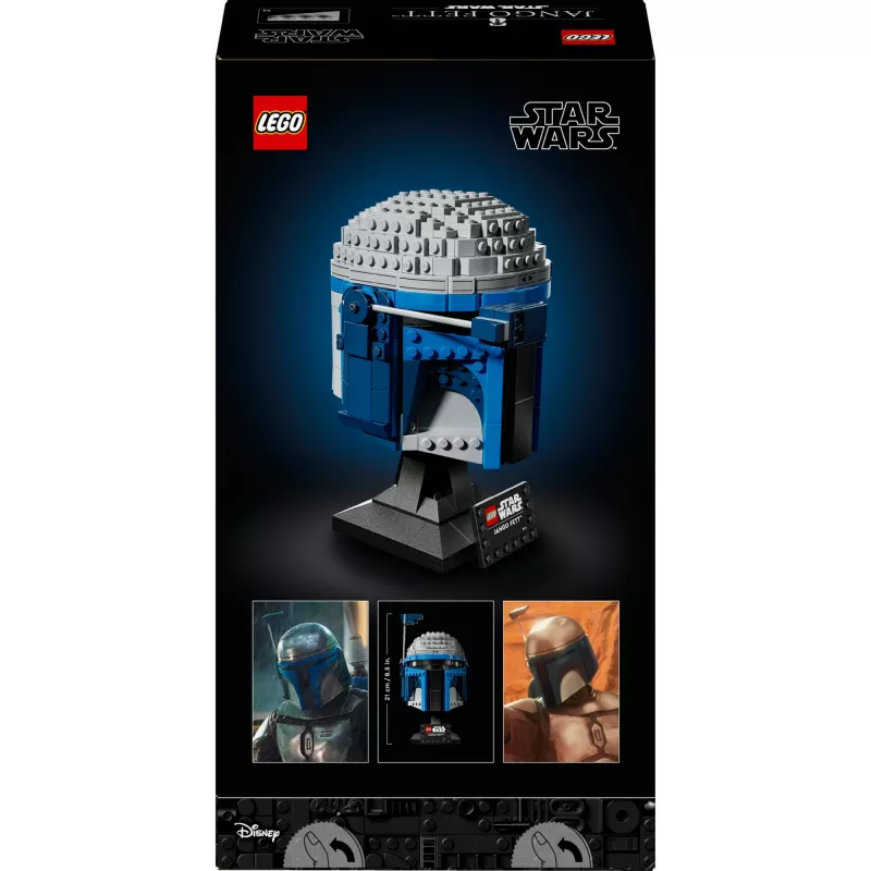 Kolekcionējams LEGO Star Wars ķiveres aksesuārs Jango Fett 75408 — 616 detaļas, 210×120×110 mm displeja modelis
