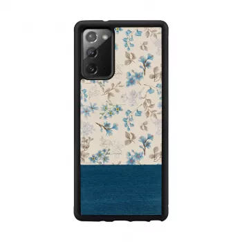 Telefona maciņš Man and Wood Galaxy Note 20 — zils zieds uz melna