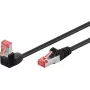 Goobay CAT 6 komutācijas kabelis 1x 90° leņķī, S/FTP (PiMF), melns, 2 m - fiksatora cilne augšpusē, LSZH bez halogēna, varš (51544)