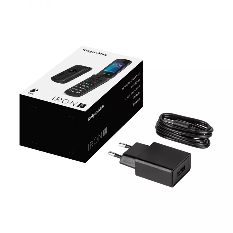 Saliekamais tālrunis Kruger & Matz Iron 5 Flip KM0466 — Dual SIM, 2.4 collu displejs, IP68/IP69K, 1200 mAh