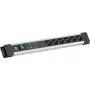 Strāvas sadalītājs Bachmann CONNECTUS ar 6x CEE7/3 rozetēm, 1x GVS, 1x slēdzis, 2,0 m kabelis, pelēks