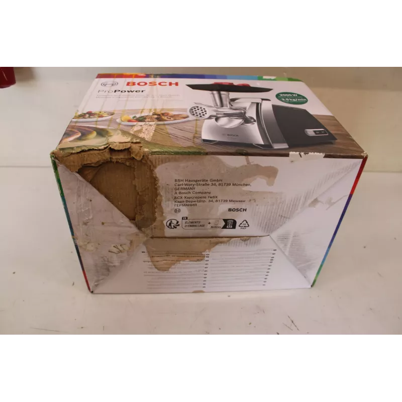 Gaļas mašīnā Bosch MFW67440 ProPower — 2000 W, 1 ātrums, 3,5 kg/min, melna (bojāts iepakojums)