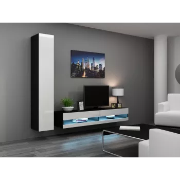 TV statīvs cama meble VIGO NEW 30/180/40, 1800×400×300 mm, melna virsma, skaidu plātņu rāmis