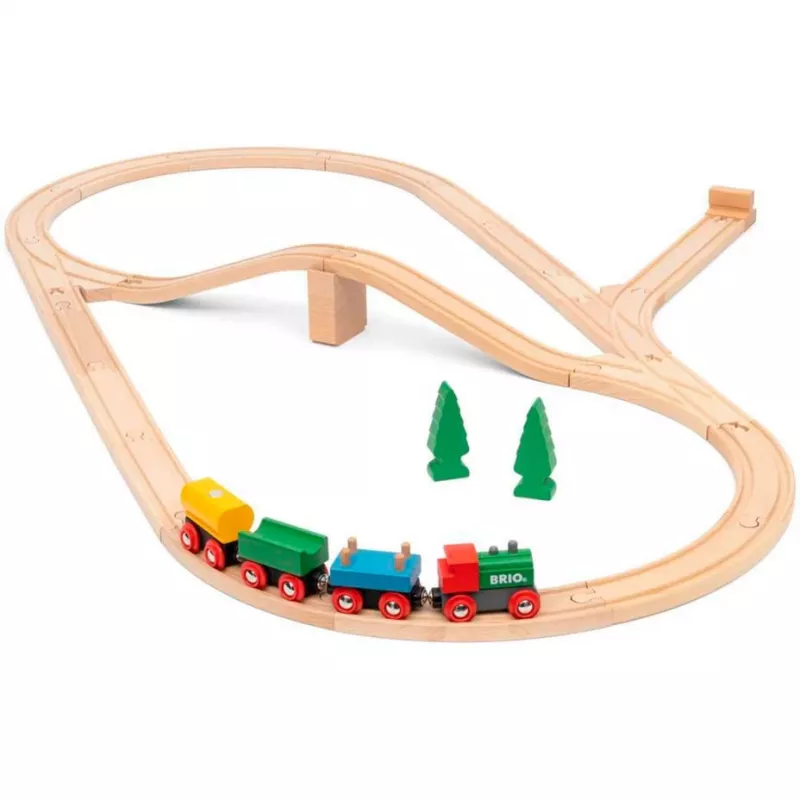 Brio World 65. gadadienas koka dzelzceļa vilcienu komplekts