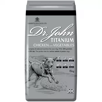 DR JOHN Titanium Chicken - sausā suņu barība - 15kg