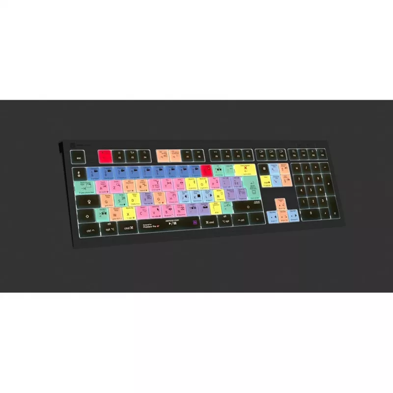 Logickeyboard Adobe Premiere Pro CC ASTRA 2 apgaismotā tastatūra Mac franču valodā (LKB-PPROCC-A2M-FR)