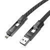 4-in-1 kabelis BlitzWolf BW-HDC7 — USB-C, Lightning, USB-A, Micro-USB 1,2 m 240 W melns