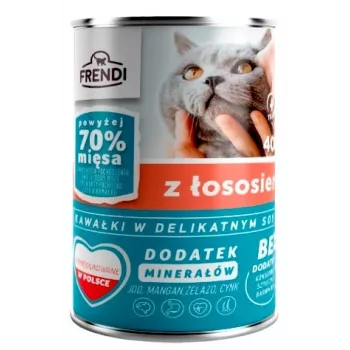FRENDI ar laša gabaliņiem smalkā mērcē - slapjā kaķu barība - 400g