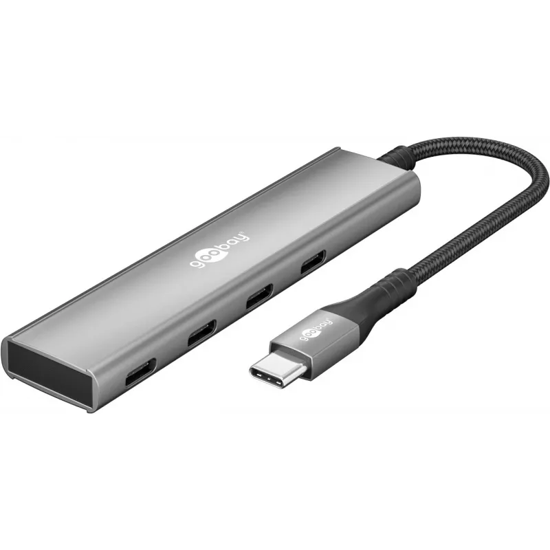 Goobay Slim 4 portu USB centrmezgls USB-C uz 5 Gbit/s - -Plug> 4x -Socket (76564)