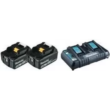 Makita DC18RD - akumulatora lādētājs + akumulators 2 x - Li-Ion - 5 Ah - 90 Wh - Makita DHR263Z, DHR263ZJ, DHR264Z, DHR264ZJ, DUH651Z, DUR364LZ ierīcēm (197629-2)