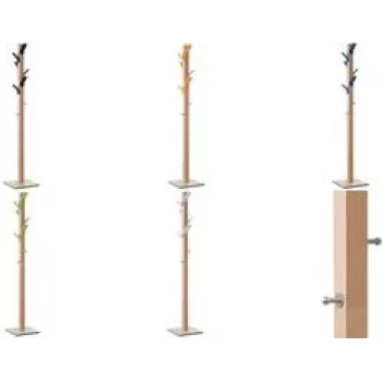 Mēteļu statīvs Paperflow easyCloth Wood balts dižskābardis ar 6 krāsainiem āķiem