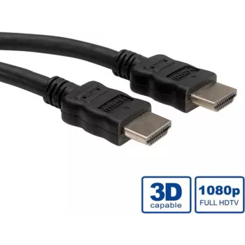 ROLINE HDMI ātrdarbības kabelis ar Ethernet — HDMI kabelis — HDMI (vīr.) uz HDMI (vīr.) — 7,5 m — ekranēts — melns (11.04.5544)