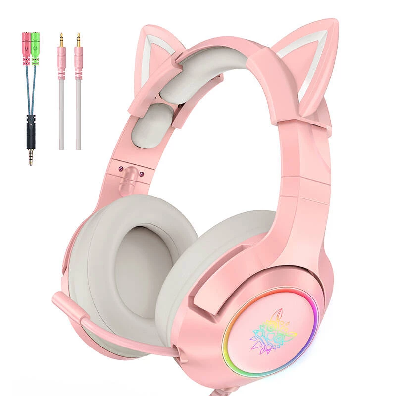 Austiņas Onikuma K9 Rozā RGB Spēļu Austiņas