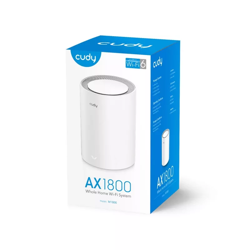 Cudy M1800 divjoslu Wi-Fi 6 iekštelpu tīkla sistēma balta