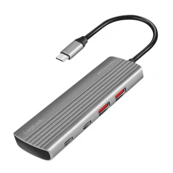 LogiLink USB 3.2 Gen2 centrmezgls 7+1 porti, 2x USB-A, 5x USB-C, PD 100 W, alumīnijs