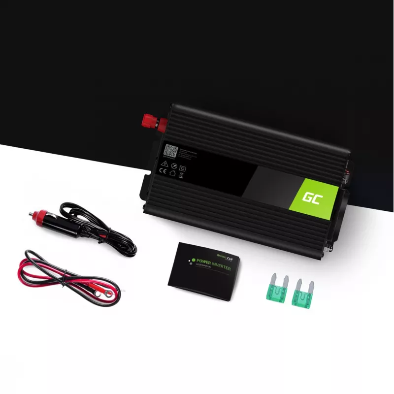 Strāvas pārveidotājs zaļa Cell INV14 300W DC 24V uz 230V ar USB, E tipa spraudni, aktīva dzesēšana