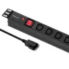Qoltec 53998 Strāvas sadalītājs RACK 19 | 1U | 10A | PDU | 8xIEC C13 | 2m