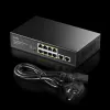 Tīkla slēdzis Cudy FS1010PG — 10/100 Mbps, 8 PoE porti, 2 augšupielādes porti, 120 W PoE budžets, metāla korpuss