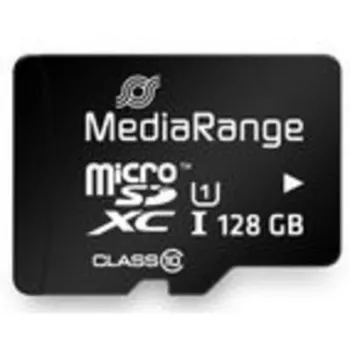 MediaRange MR945 - Zibatmiņas karte (microSDXC ar SD adapteri) - 128GB - UHS-I / Class10 - microSDXC - Melna (MR945)