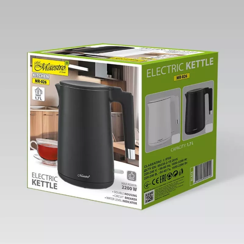 1,7L elektriskā tējkanna MR-026-BLACK MAESTRO