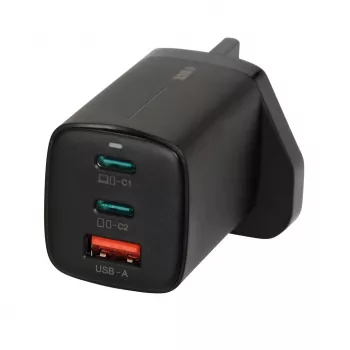 iBOX C-65 Melns, GaN 65W universālais lādētājs ar UK spraudni