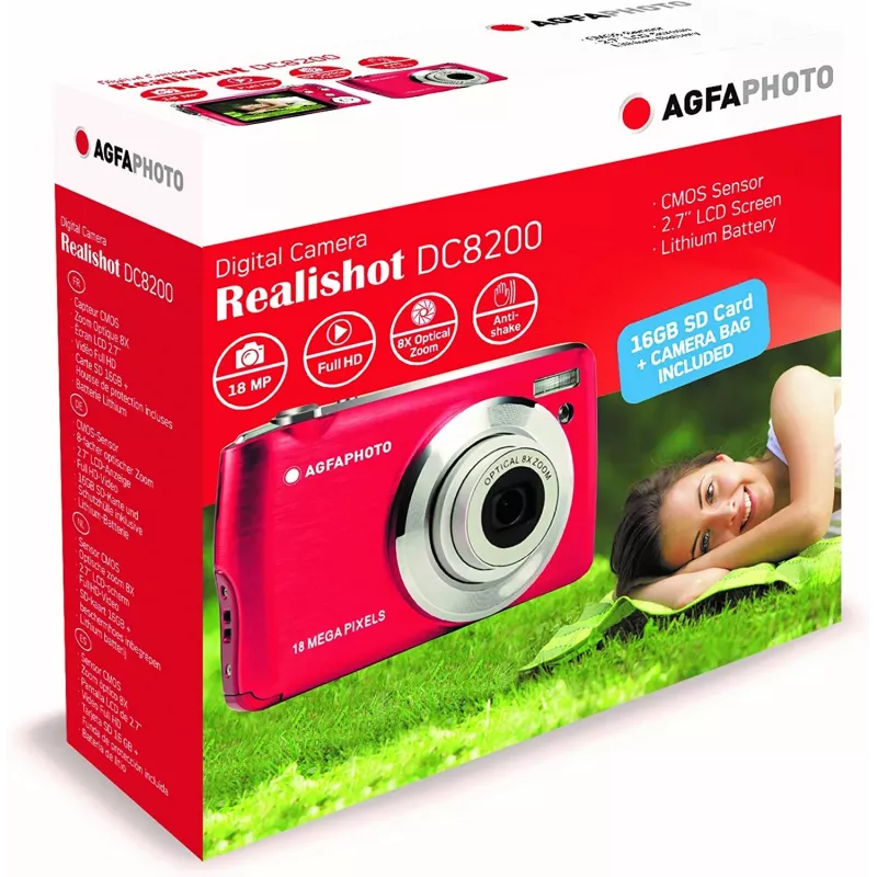AgfaPhoto Compact Realishot DC8200 1/3.2 kompaktkamera 18 MP CMOS 4896 x 3672 pikseļi sarkana (DC8200RD)