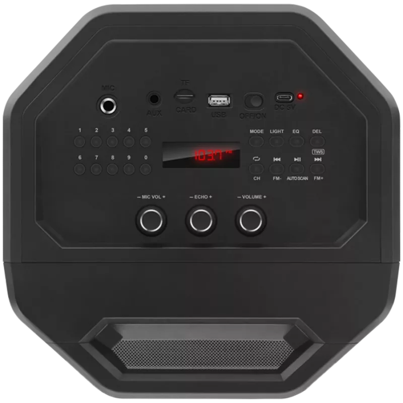 Skaļrunis SVEN PS-650, melns (50W, TWS, Bluetooth, FM, USB, microSD, LED displejs, 4000mA*h)