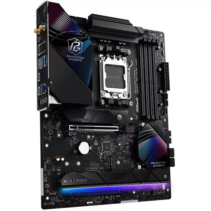 Pamatplate ASRock Phantom Gaming B850 Riptide WiFi — AMD B850, Socket AM5, ATX, DDR5, 4x M.2, Wi‑Fi 7, 2.5Gb LAN